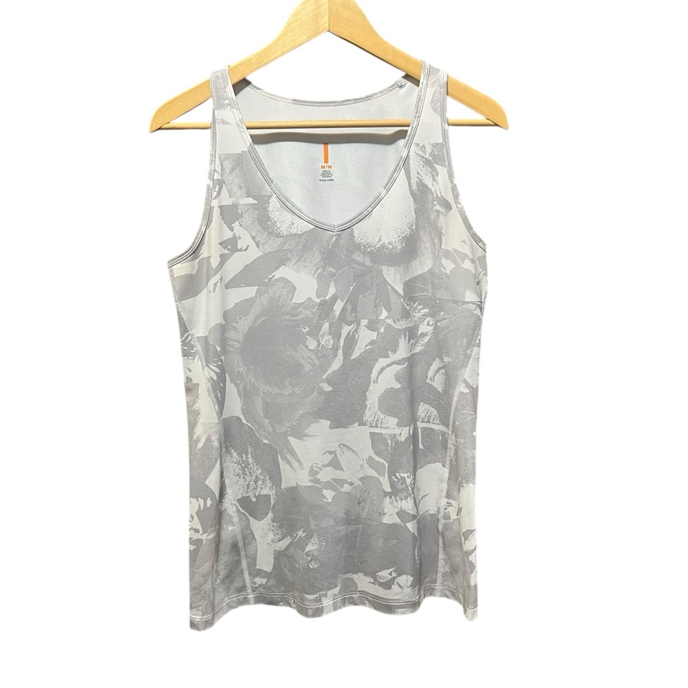 Lucy Active Sweet‎ Serenity Tank Top Gray White Print Size Medium